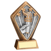 BRZ/GOLD DIAMOND HOLDER WITH 'VICTORY TORCH' DISC WITH PLATE - 5.25in
